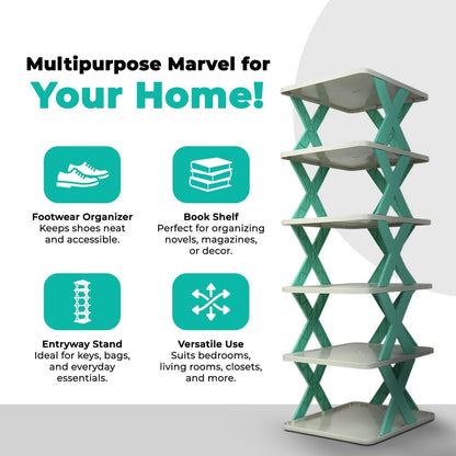 4 Layer Stylish Shoe Storage Organizer Multi-Purpose Stackable Shoe Rack Adjustable Slots