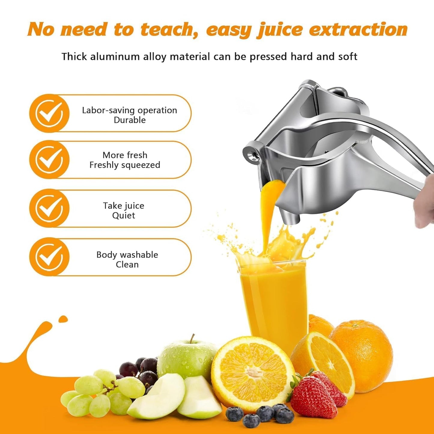 Manual Fruit Juicer Heavy Duty Aluminium Compact
